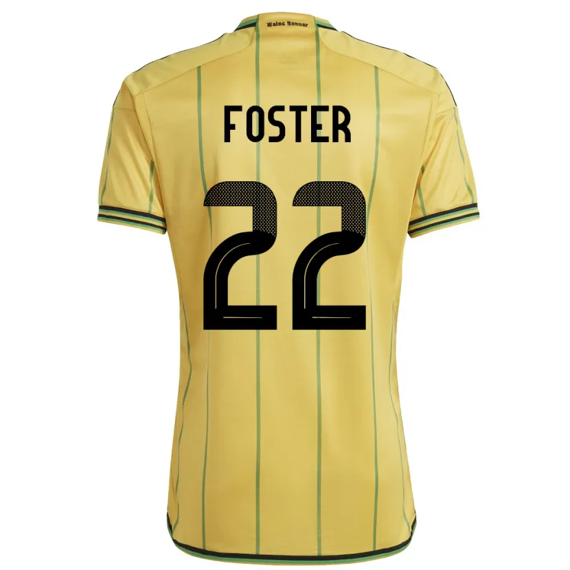 Danxen Enfant Maillot Jamaïque Shanise Foster #22 Jaune Tenues Domicile 24-26 T-Shirt