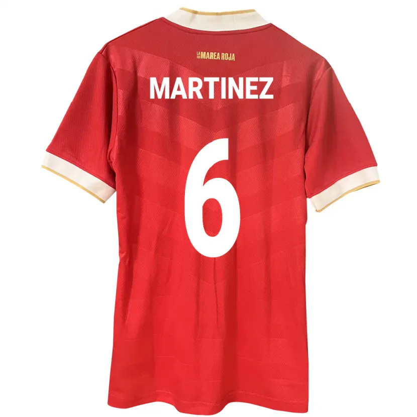 Danxen Enfant Maillot Panama Christian Martínez #6 Rouge Tenues Domicile 24-26 T-Shirt