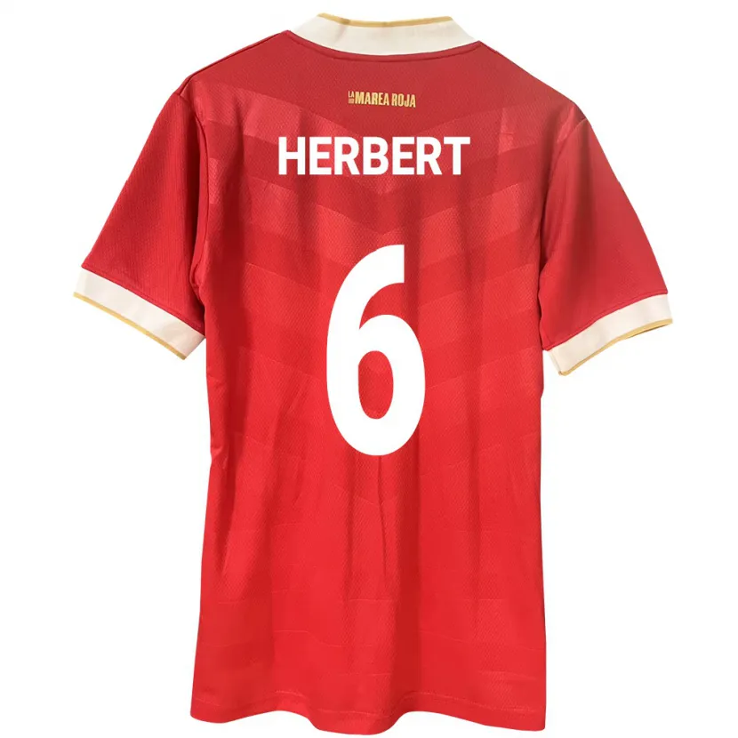 Danxen Enfant Maillot Panama Giovany Herbert #6 Rouge Tenues Domicile 24-26 T-Shirt