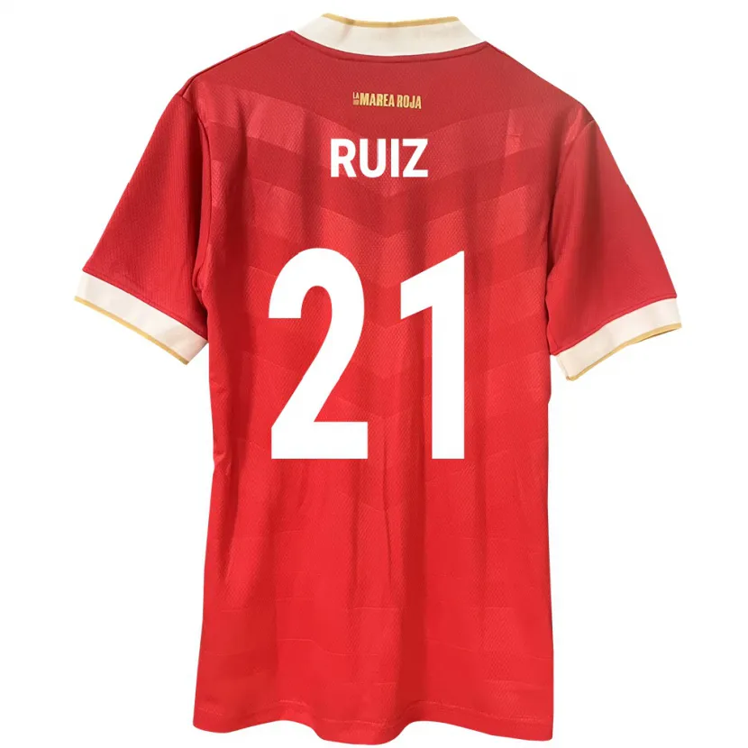 Danxen Enfant Maillot Panama Alberto Ruiz #21 Rouge Tenues Domicile 24-26 T-Shirt