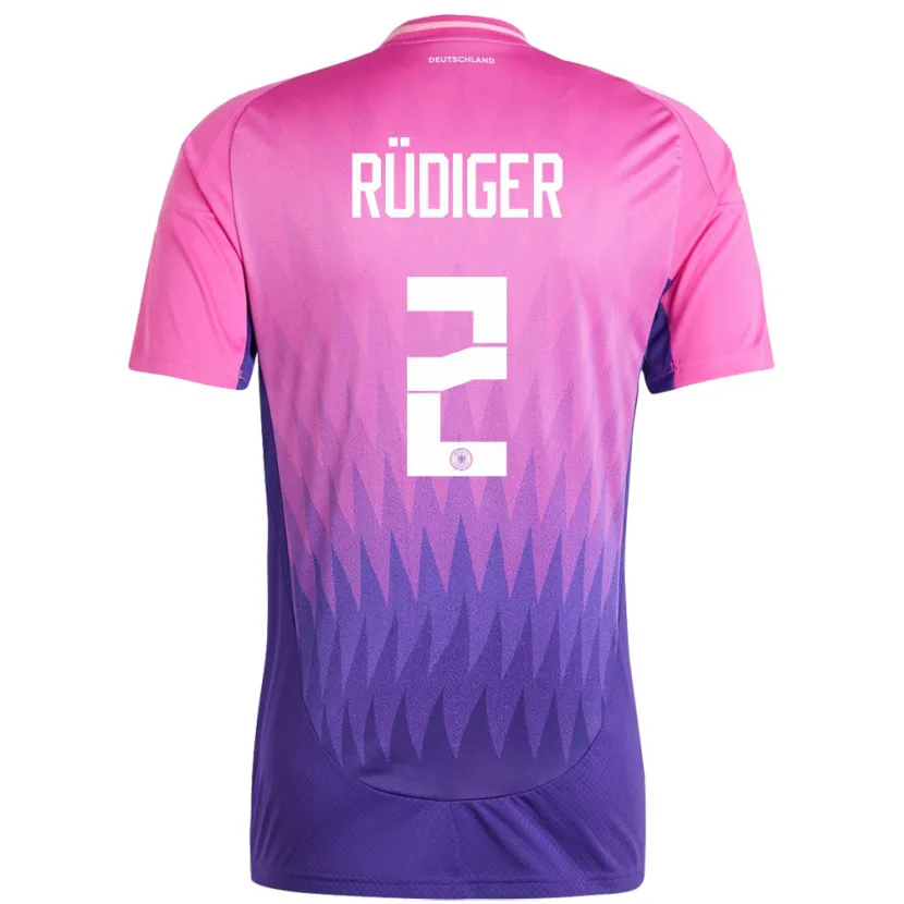Danxen Enfant Maillot Allemagne Antonio Rudiger #2 Rose-Mauve Tenues Extérieur 24-26 T-Shirt