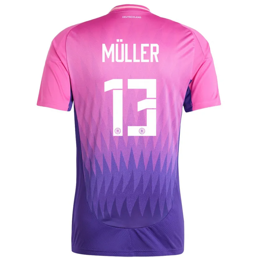 Danxen Enfant Maillot Allemagne Thomas Muller #13 Rose-Mauve Tenues Extérieur 24-26 T-Shirt