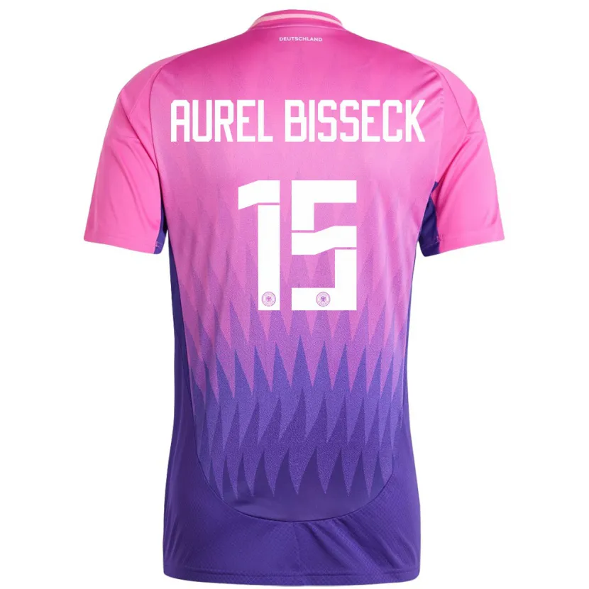 Danxen Enfant Maillot Allemagne Yann Aurel Bisseck #15 Rose-Mauve Tenues Extérieur 24-26 T-Shirt