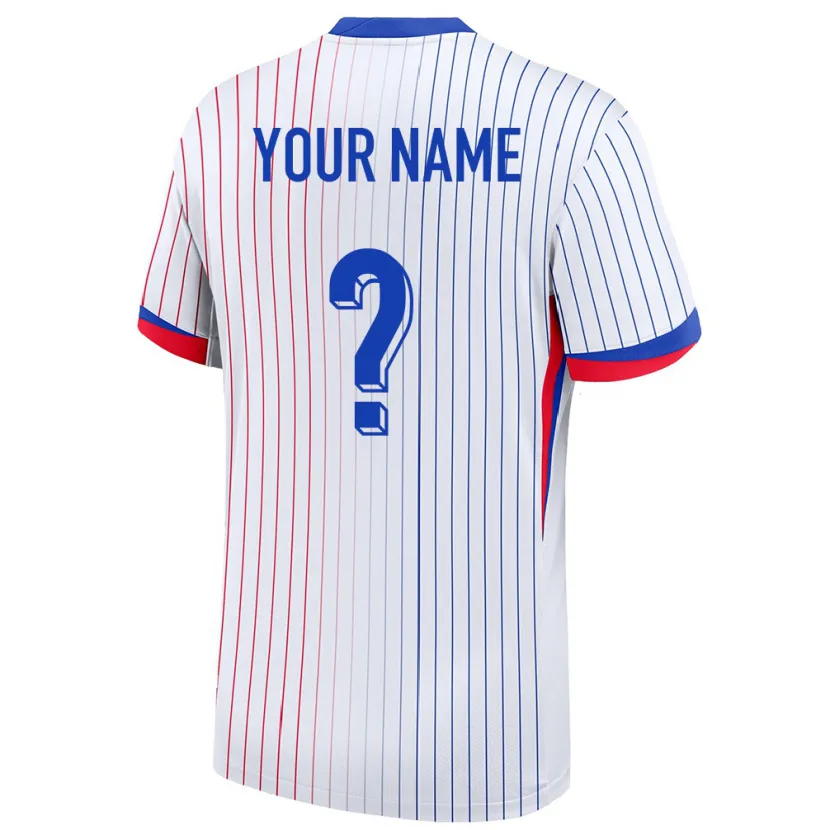 Danxen Enfant Maillot France Votre Nom #0 Blanc Tenues Extérieur 24-26 T-Shirt