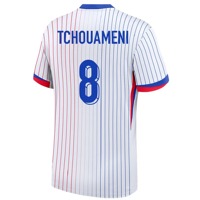 Danxen Enfant Maillot France Aurelien Tchouameni #8 Blanc Tenues Extérieur 24-26 T-Shirt