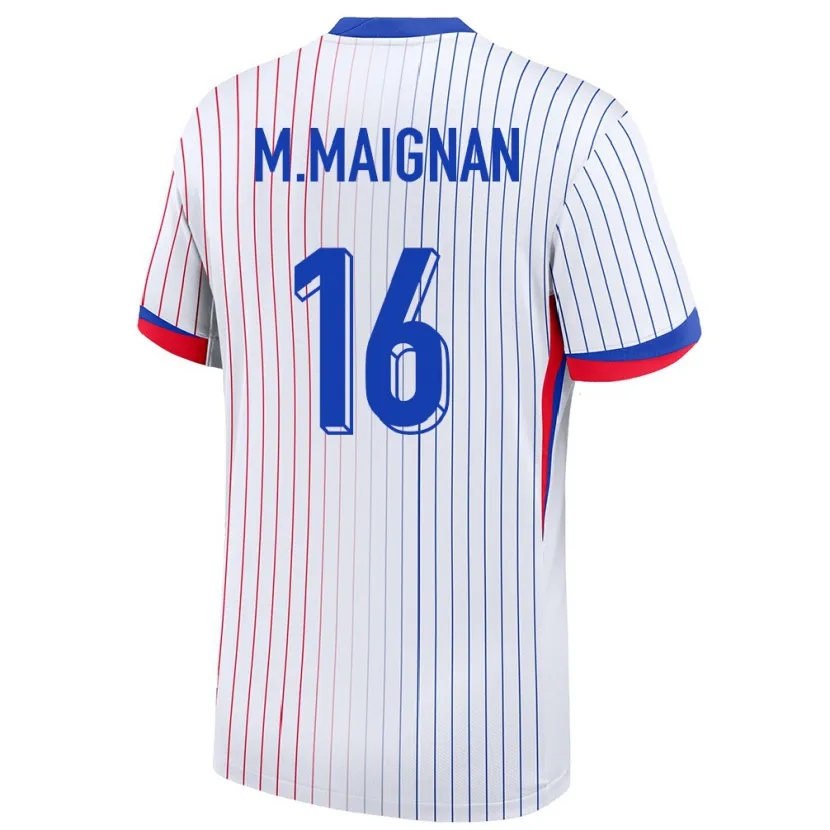 Danxen Enfant Maillot France Mike Maignan #16 Blanc Tenues Extérieur 24-26 T-Shirt