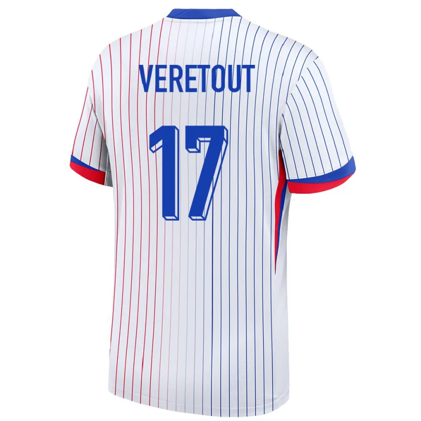 Danxen Enfant Maillot France Jordan Veretout #17 Blanc Tenues Extérieur 24-26 T-Shirt