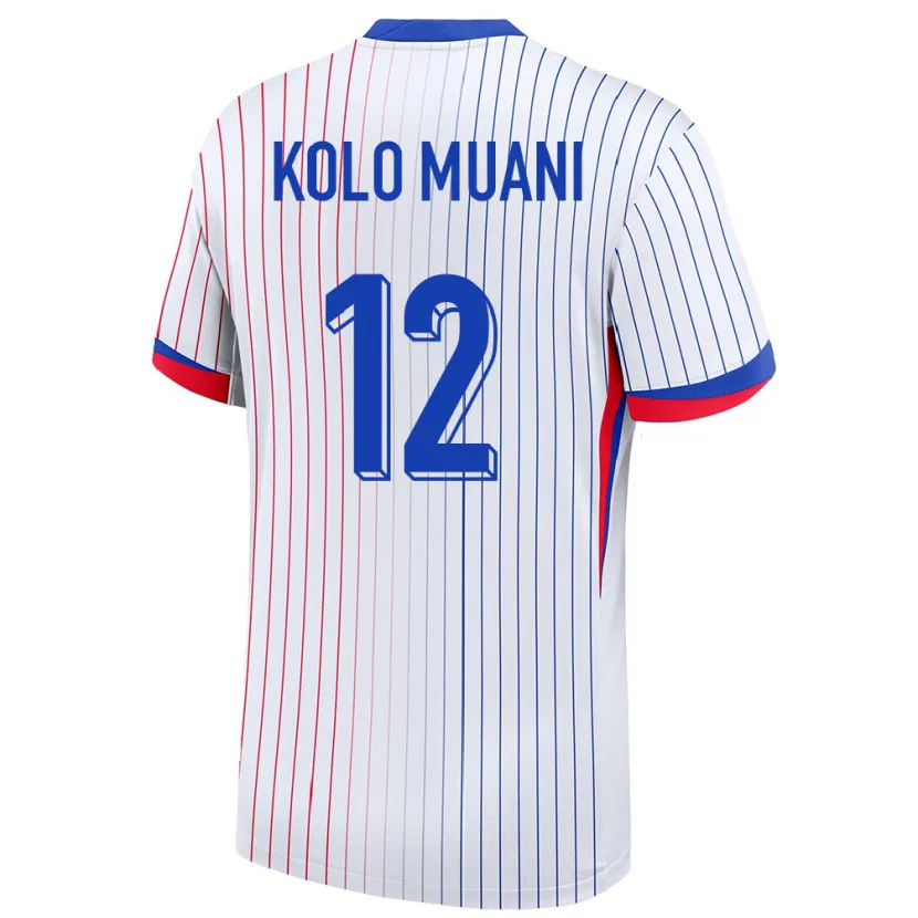 Danxen Enfant Maillot France Randal Kolo Muani #12 Blanc Tenues Extérieur 24-26 T-Shirt