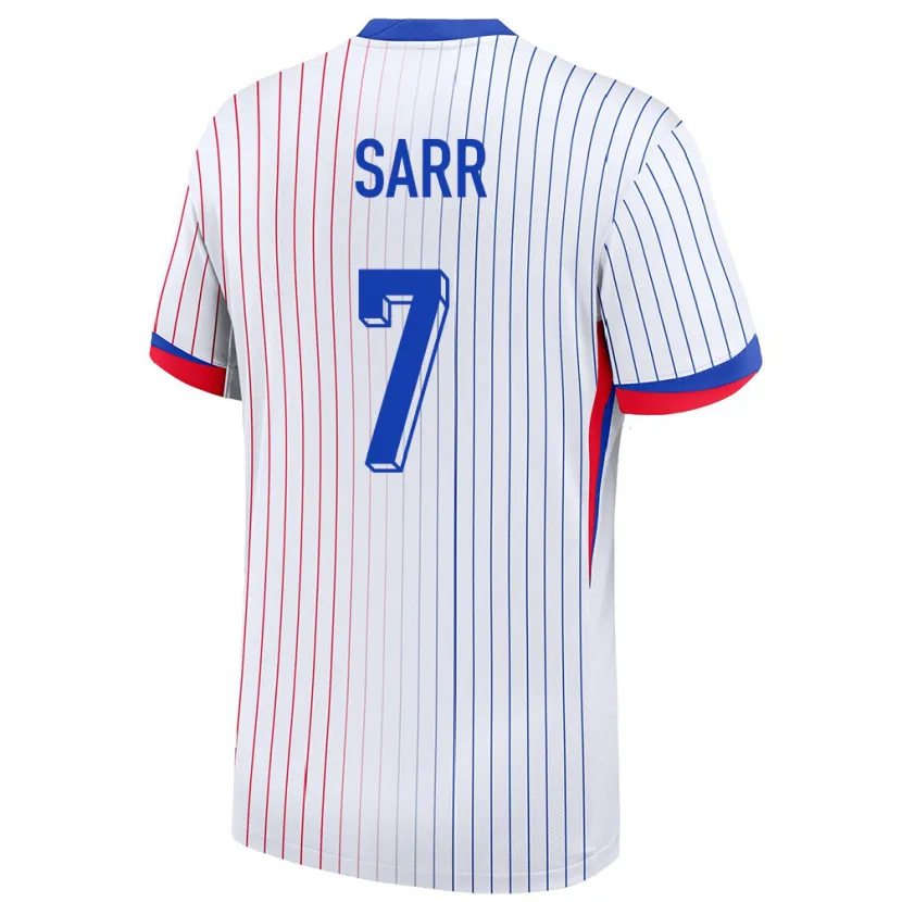 Danxen Enfant Maillot France Ouleymata Sarr #7 Blanc Tenues Extérieur 24-26 T-Shirt