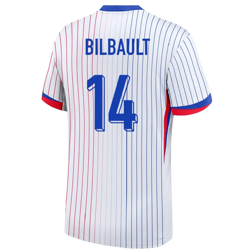 Danxen Enfant Maillot France Charlotte Bilbault #14 Blanc Tenues Extérieur 24-26 T-Shirt