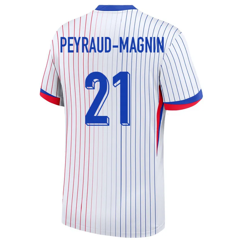 Danxen Enfant Maillot France Pauline Peyraud Magnin #21 Blanc Tenues Extérieur 24-26 T-Shirt