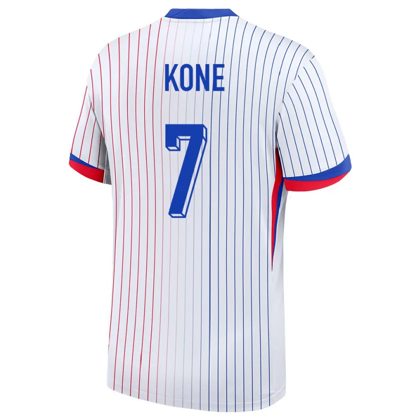 Danxen Enfant Maillot France Kouadio Kone #7 Blanc Tenues Extérieur 24-26 T-Shirt