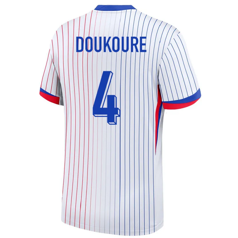 Danxen Enfant Maillot France Ismael Doukoure #4 Blanc Tenues Extérieur 24-26 T-Shirt