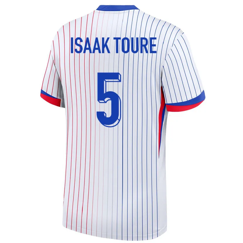 Danxen Enfant Maillot France Souleymane Isaak Toure #5 Blanc Tenues Extérieur 24-26 T-Shirt
