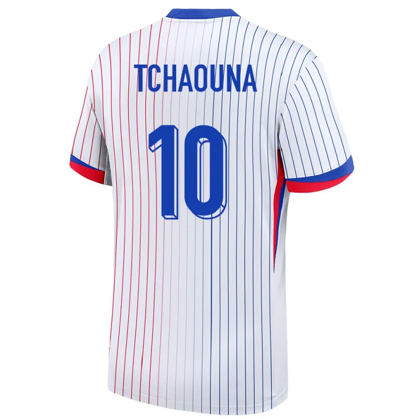 Danxen Enfant Maillot France Loum Tchaouna #10 Blanc Tenues Extérieur 24-26 T-Shirt