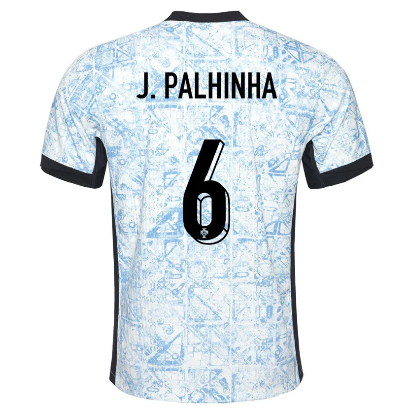 Danxen Enfant Maillot Portugal Joao Palhinha #6 Bleu Crème Tenues Extérieur 24-26 T-Shirt