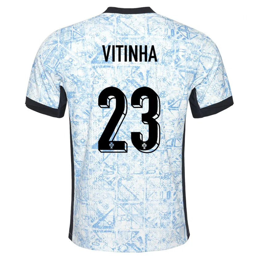 Danxen Enfant Maillot Portugal Vitinha #23 Bleu Crème Tenues Extérieur 24-26 T-Shirt