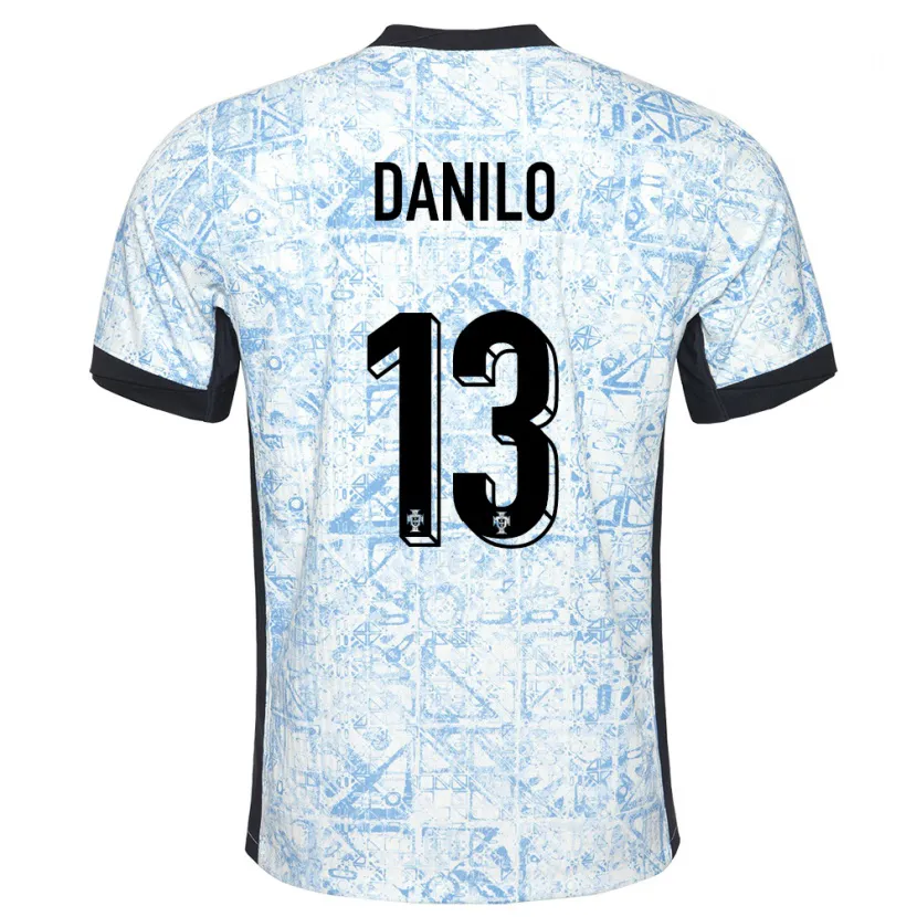 Danxen Enfant Maillot Portugal Danilo Pereira #13 Bleu Crème Tenues Extérieur 24-26 T-Shirt