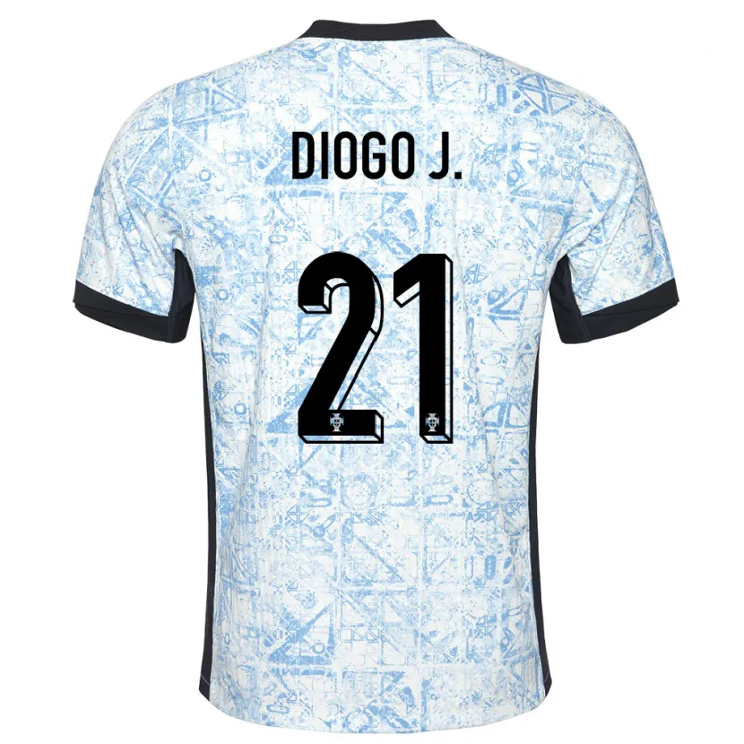 Danxen Enfant Maillot Portugal Diogo Jota #21 Bleu Crème Tenues Extérieur 24-26 T-Shirt