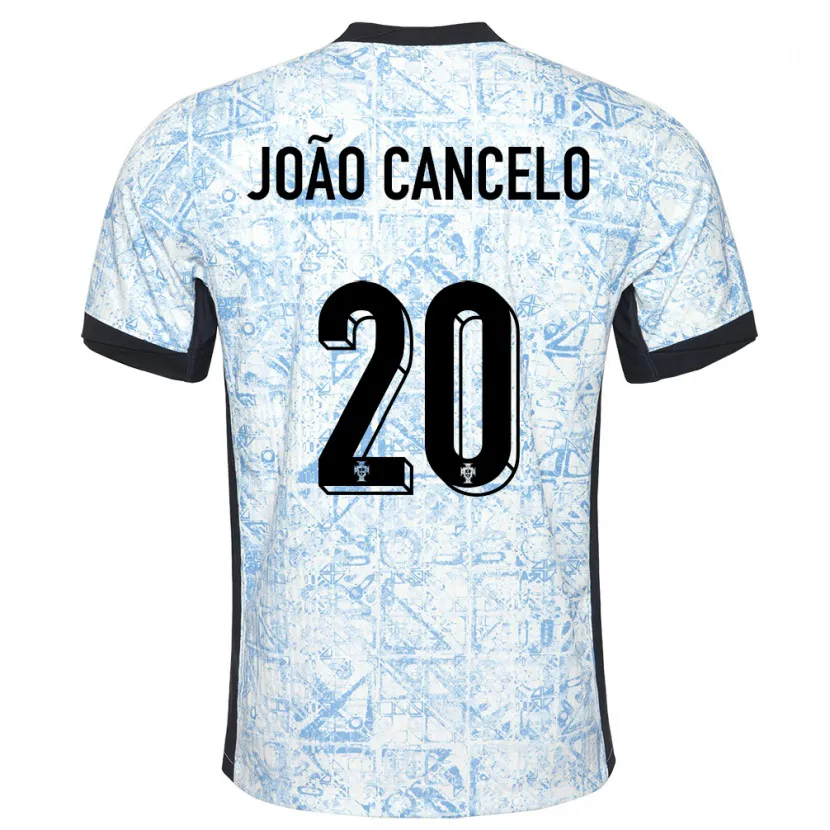 Danxen Enfant Maillot Portugal Joao Cancelo #20 Bleu Crème Tenues Extérieur 24-26 T-Shirt