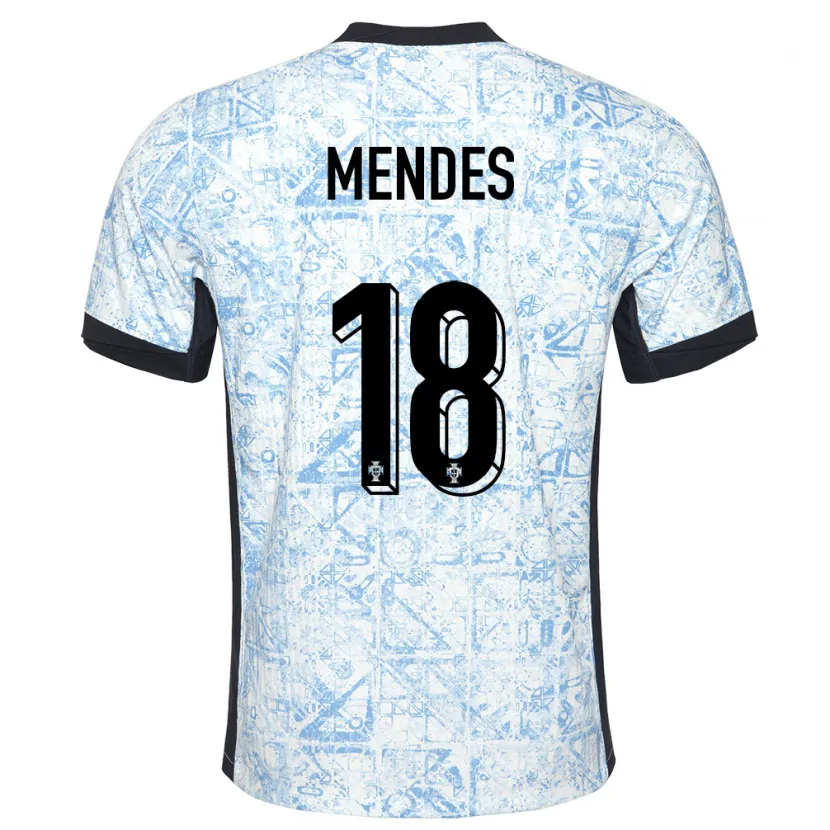 Danxen Enfant Maillot Portugal Carolina Mendes #18 Bleu Crème Tenues Extérieur 24-26 T-Shirt