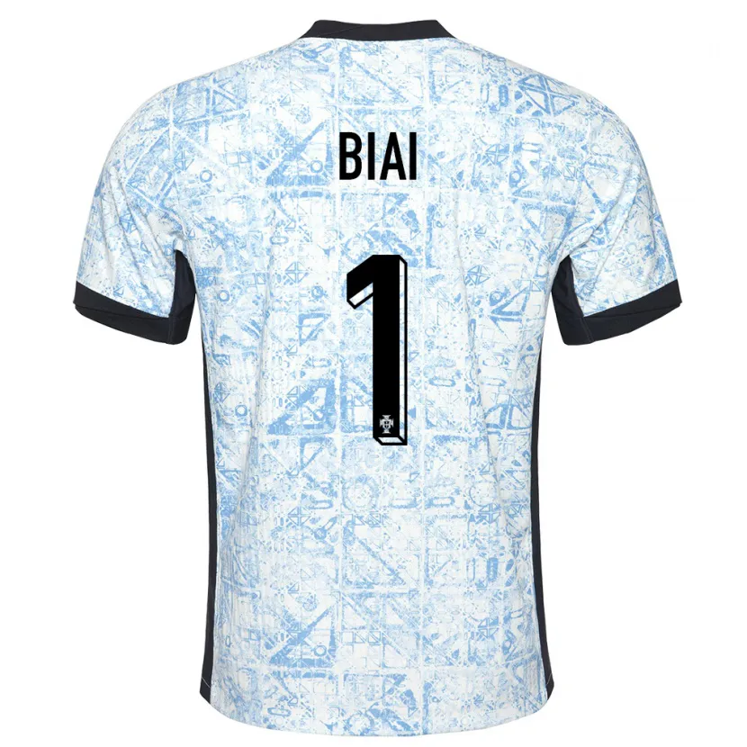Danxen Enfant Maillot Portugal Celton Biai #1 Bleu Crème Tenues Extérieur 24-26 T-Shirt