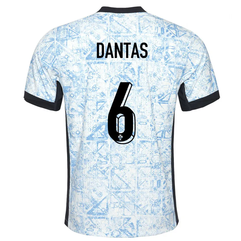 Danxen Enfant Maillot Portugal Tiago Dantas #6 Bleu Crème Tenues Extérieur 24-26 T-Shirt