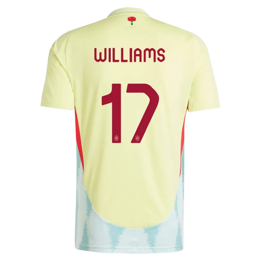 Danxen Enfant Maillot Espagne Nico Williams #17 Jaune Tenues Extérieur 24-26 T-Shirt