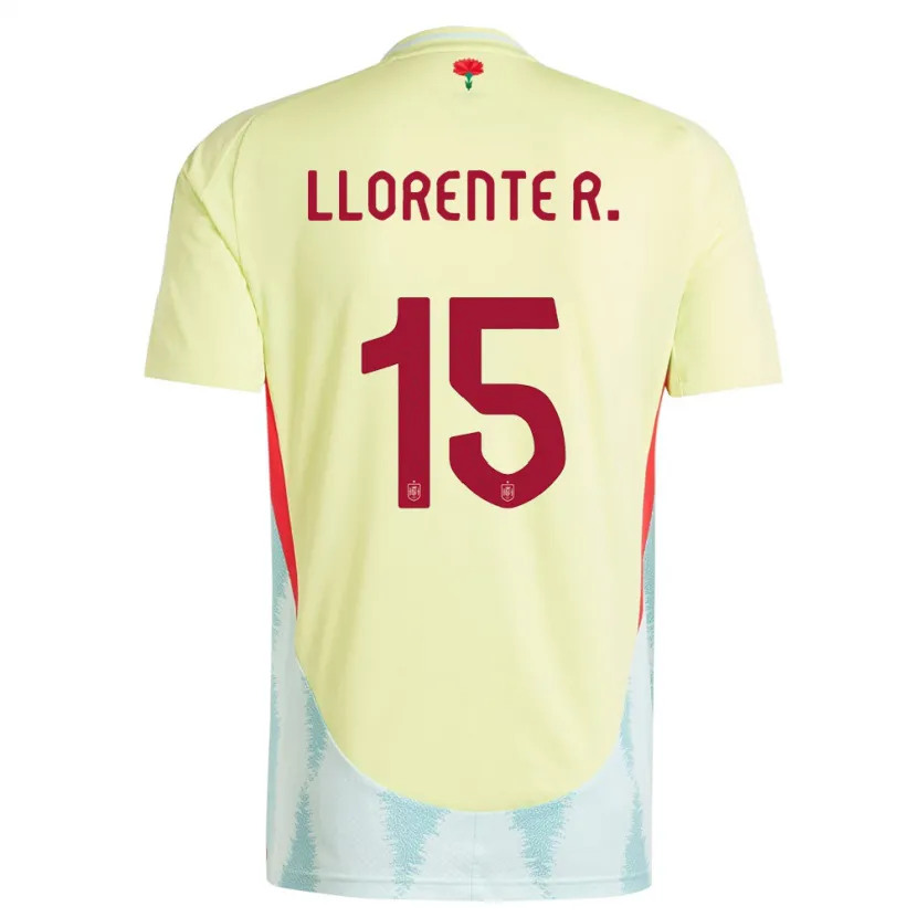 Danxen Enfant Maillot Espagne Diego Llorente #15 Jaune Tenues Extérieur 24-26 T-Shirt