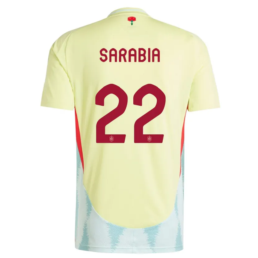 Danxen Enfant Maillot Espagne Pablo Sarabia #22 Jaune Tenues Extérieur 24-26 T-Shirt