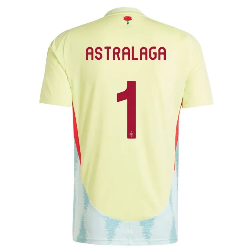 Danxen Enfant Maillot Espagne Ander Astralaga #1 Jaune Tenues Extérieur 24-26 T-Shirt