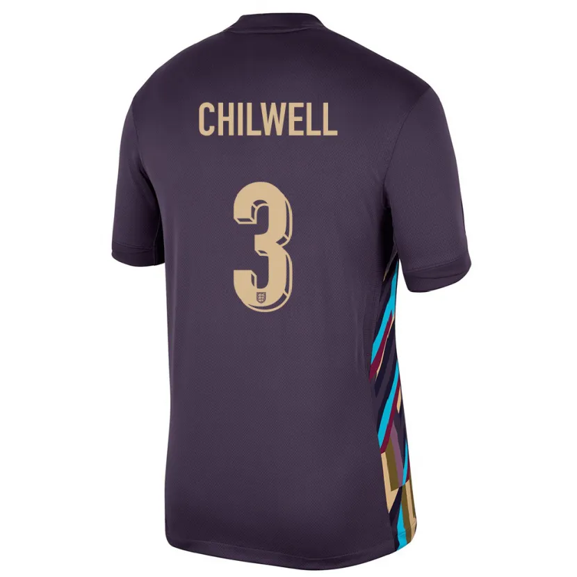 Danxen Enfant Maillot Angleterre Ben Chilwell #3 Raisins Noirs Tenues Extérieur 24-26 T-Shirt