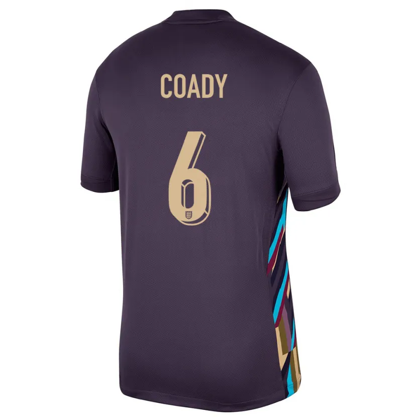 Danxen Enfant Maillot Angleterre Conor Coady #6 Raisins Noirs Tenues Extérieur 24-26 T-Shirt