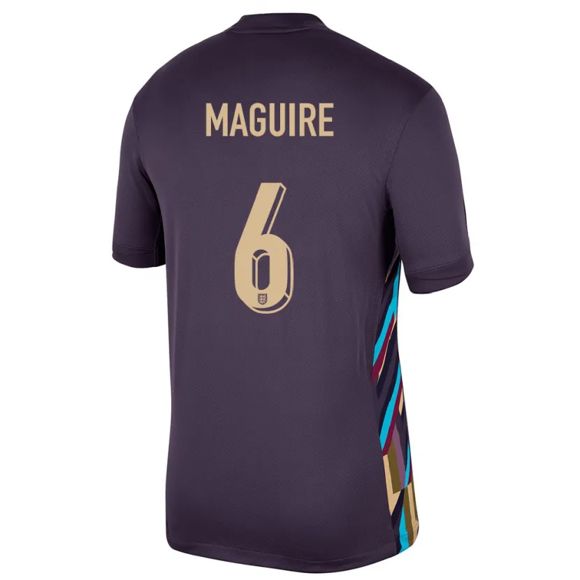 Danxen Enfant Maillot Angleterre Harry Maguire #6 Raisins Noirs Tenues Extérieur 24-26 T-Shirt