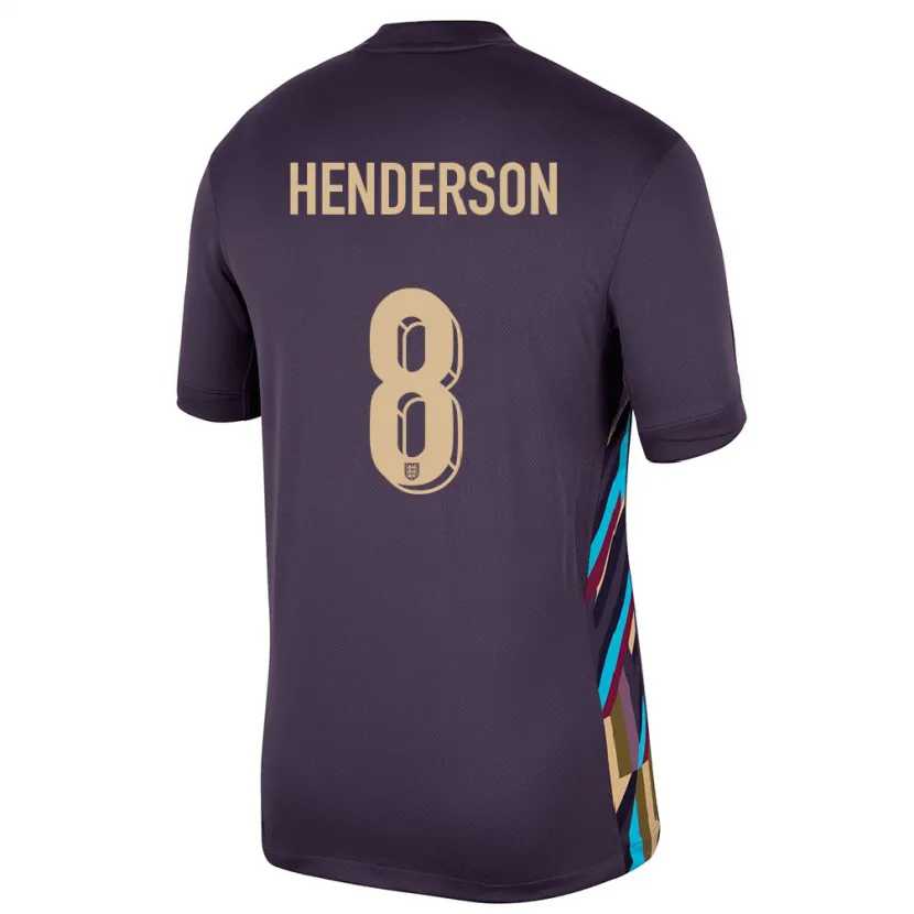 Danxen Enfant Maillot Angleterre Jordan Henderson #8 Raisins Noirs Tenues Extérieur 24-26 T-Shirt