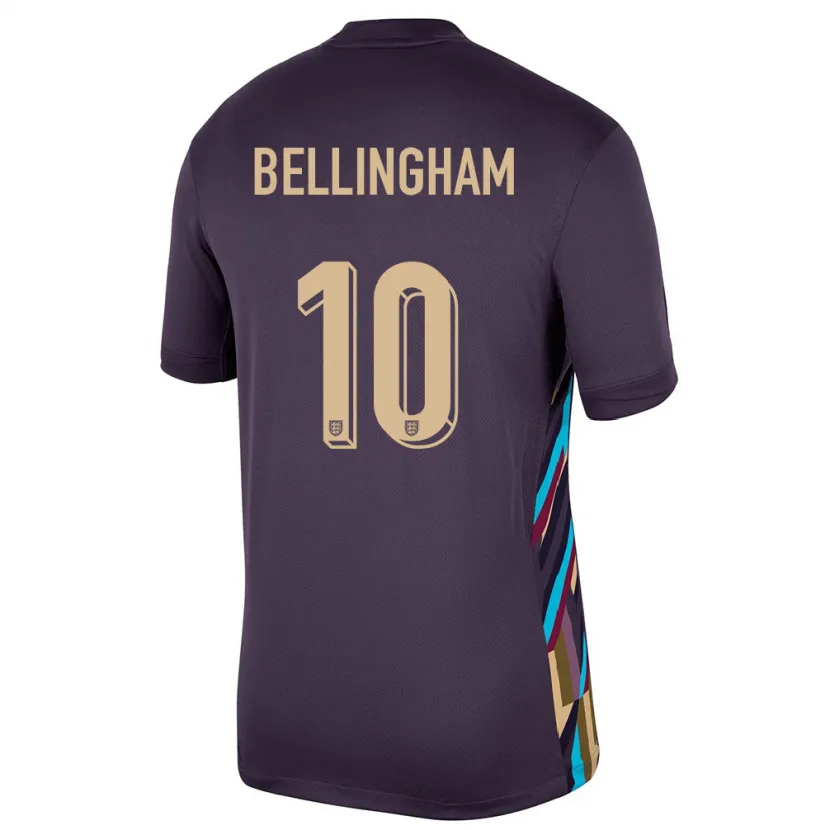 Danxen Enfant Maillot Angleterre Jude Bellingham #10 Raisins Noirs Tenues Extérieur 24-26 T-Shirt