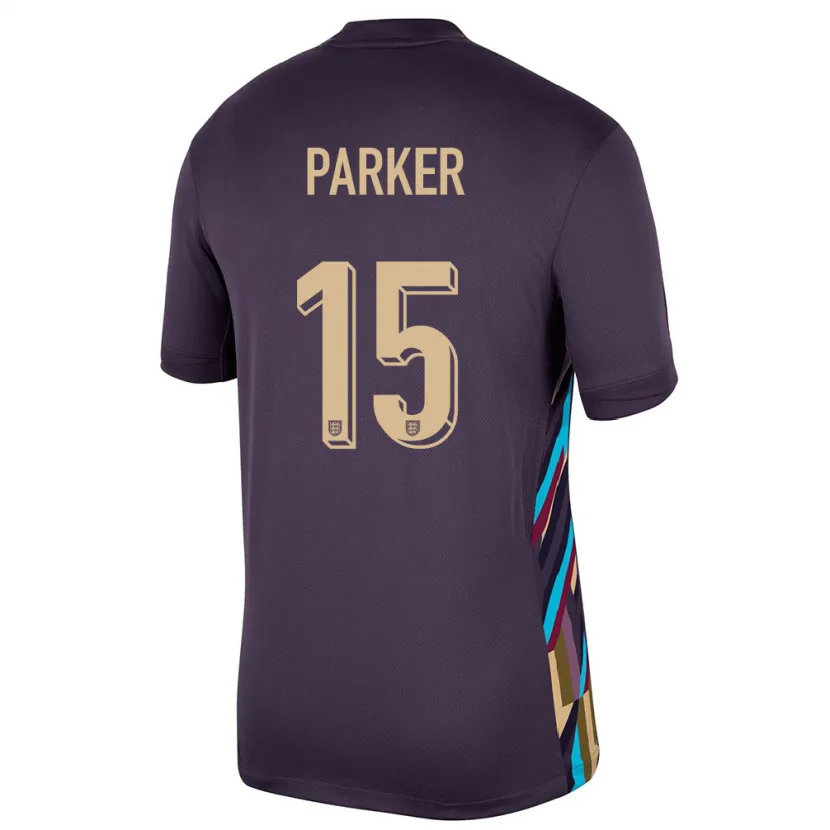Danxen Enfant Maillot Angleterre Lucy Parker #15 Raisins Noirs Tenues Extérieur 24-26 T-Shirt