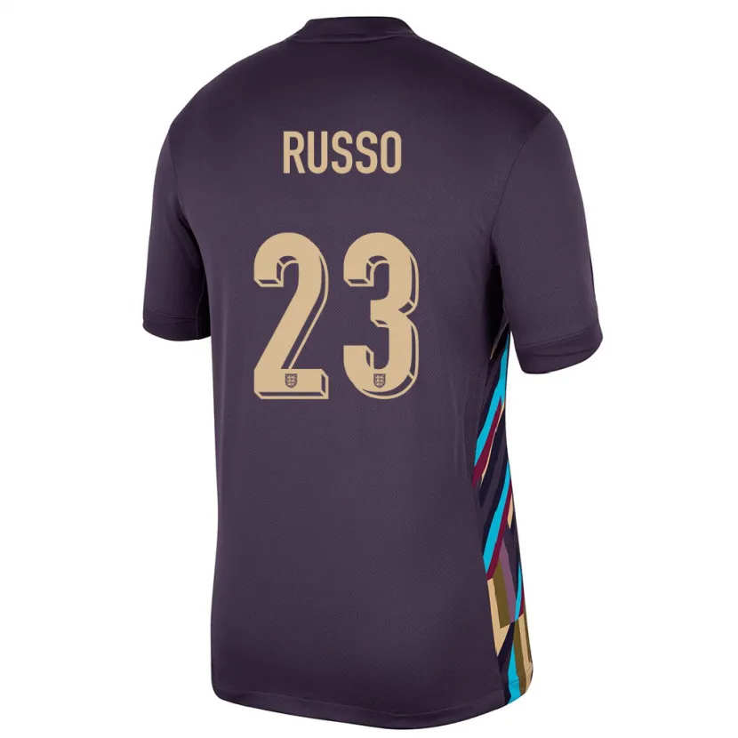 Danxen Enfant Maillot Angleterre Alessia Russo #23 Raisins Noirs Tenues Extérieur 24-26 T-Shirt