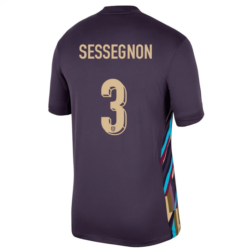 Danxen Enfant Maillot Angleterre Ryan Sessegnon #3 Raisins Noirs Tenues Extérieur 24-26 T-Shirt