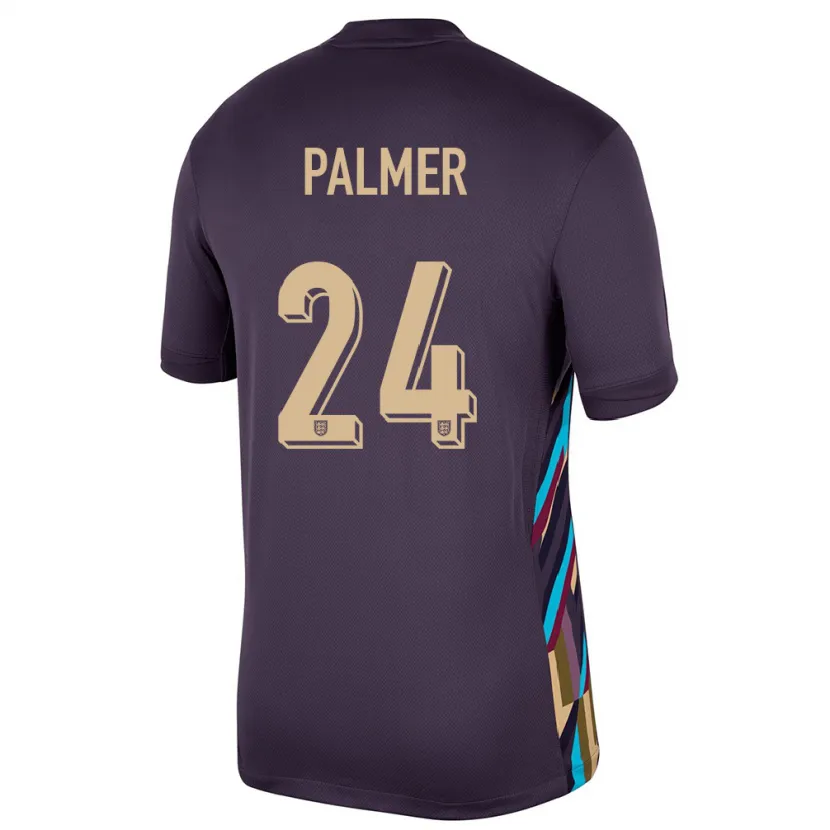 Danxen Enfant Maillot Angleterre Cole Palmer #24 Raisins Noirs Tenues Extérieur 24-26 T-Shirt
