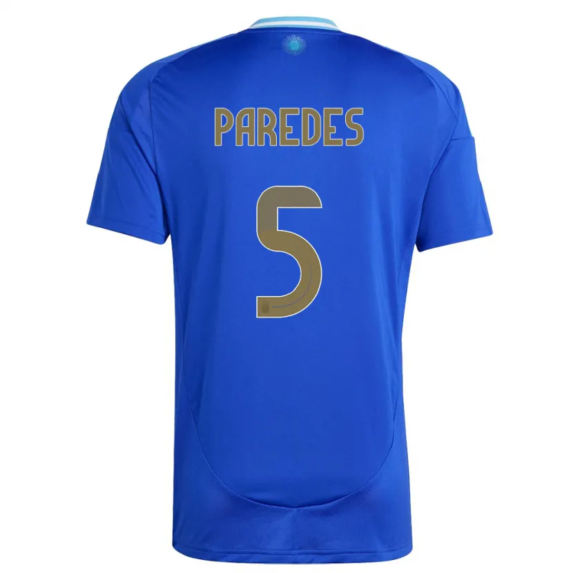 Danxen Enfant Maillot Argentine Leandro Paredes #5 Bleu Tenues Extérieur 24-26 T-Shirt