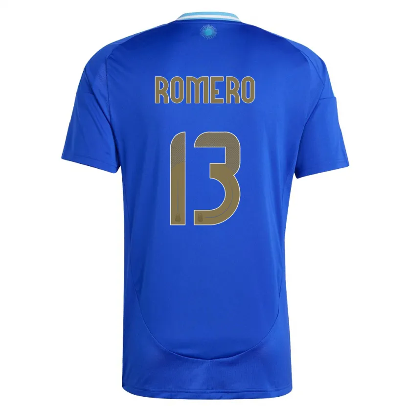 Danxen Enfant Maillot Argentine Cristian Romero #13 Bleu Tenues Extérieur 24-26 T-Shirt