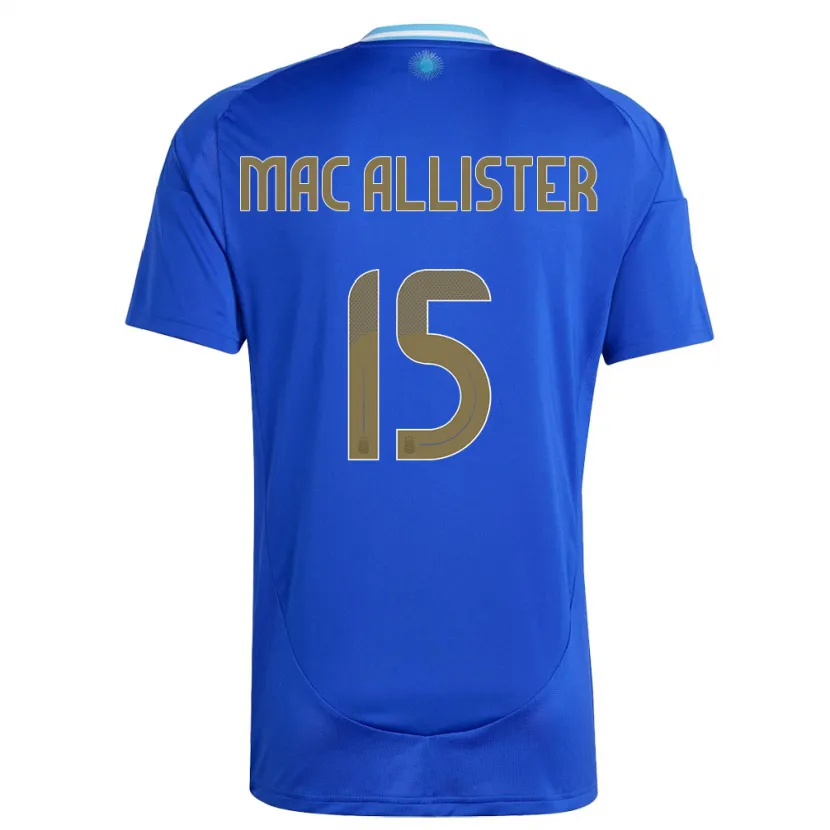 Danxen Enfant Maillot Argentine Alexis Mac Allister #15 Bleu Tenues Extérieur 24-26 T-Shirt