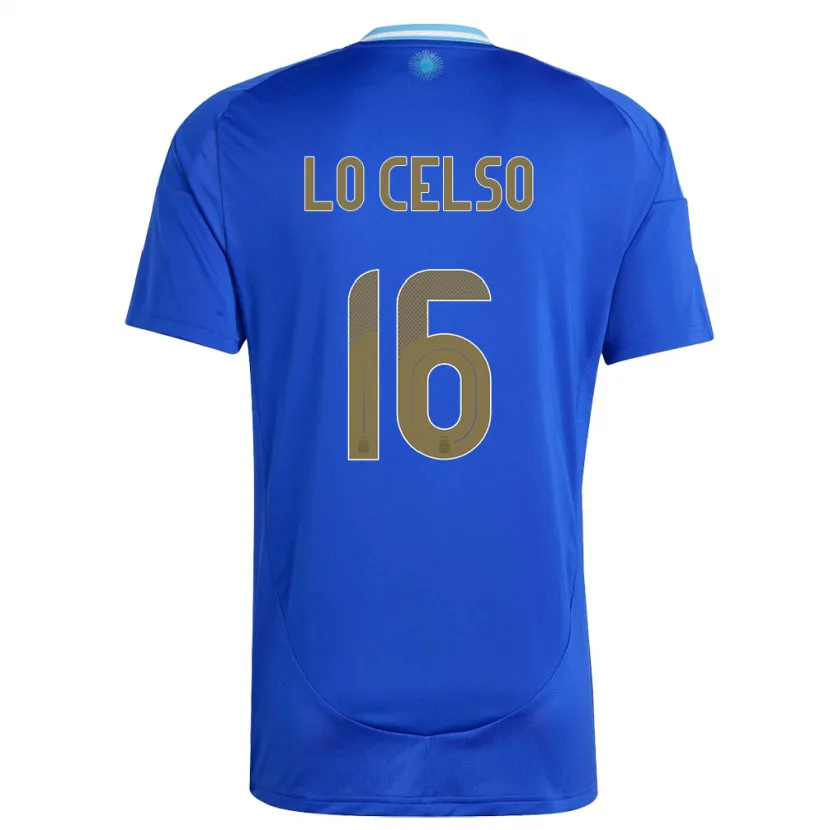 Danxen Enfant Maillot Argentine Giovani Lo Celso #16 Bleu Tenues Extérieur 24-26 T-Shirt