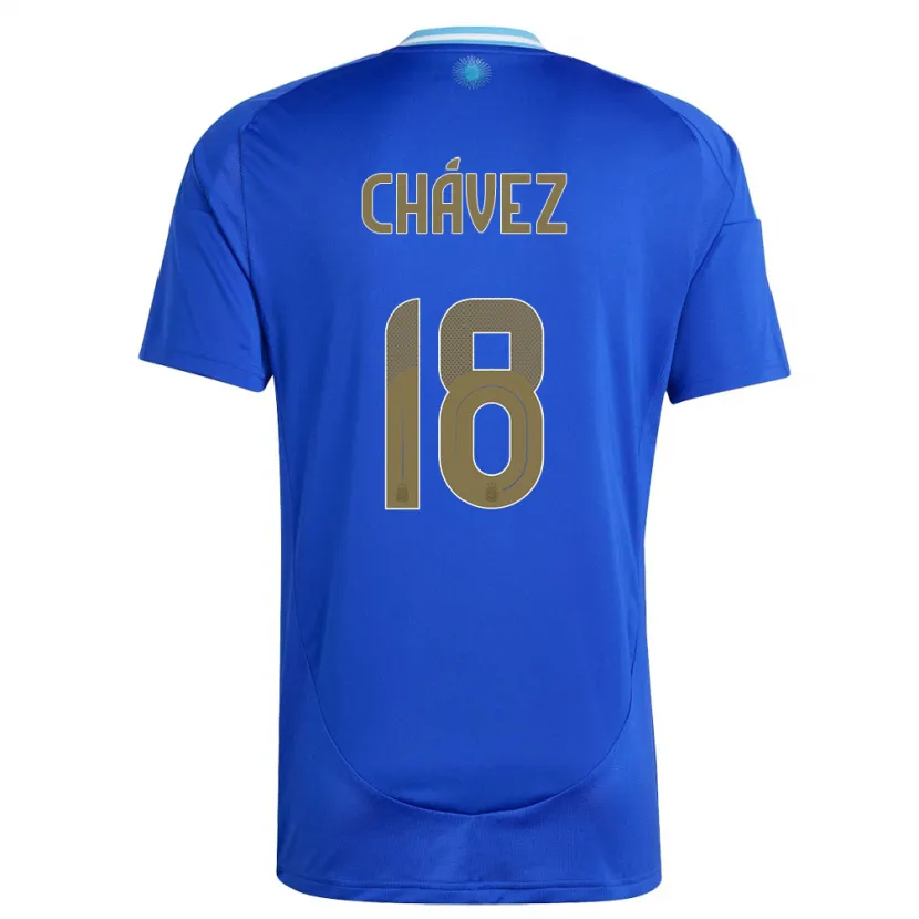 Danxen Enfant Maillot Argentine Gabriela Chavez #18 Bleu Tenues Extérieur 24-26 T-Shirt