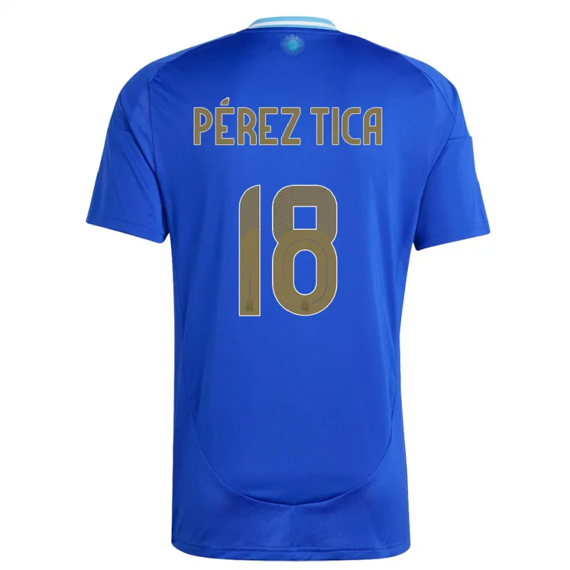 Danxen Enfant Maillot Argentine Jeremias Perez Tica #18 Bleu Tenues Extérieur 24-26 T-Shirt