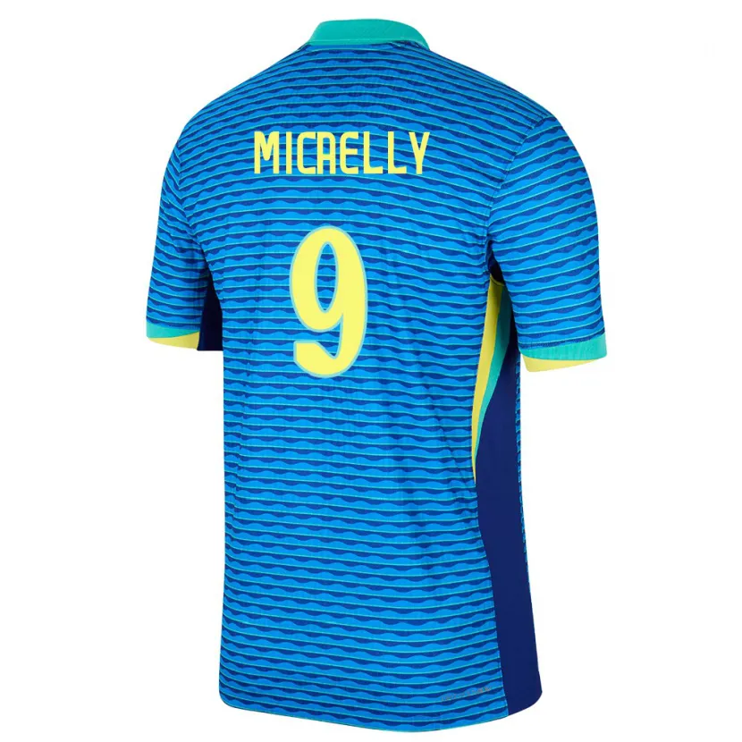 Danxen Enfant Maillot Brésil Micaelly #9 Bleu Tenues Extérieur 24-26 T-Shirt