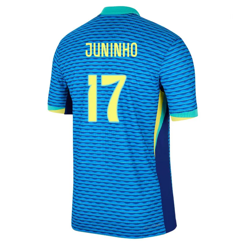 Danxen Enfant Maillot Brésil Juninho #17 Bleu Tenues Extérieur 24-26 T-Shirt