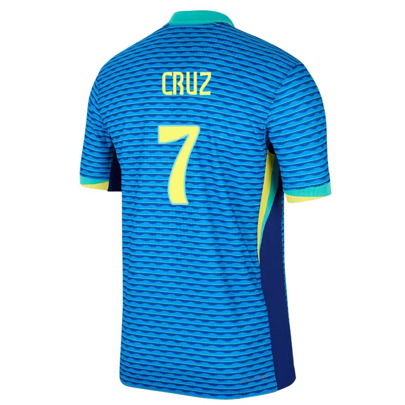 Danxen Enfant Maillot Brésil Joao Cruz #7 Bleu Tenues Extérieur 24-26 T-Shirt