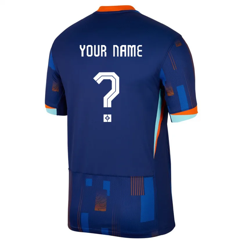 Danxen Enfant Maillot Pays-Bas Votre Nom #0 Bleu Tenues Extérieur 24-26 T-Shirt